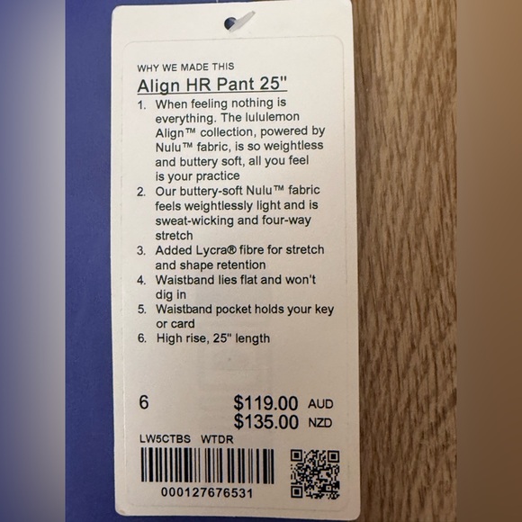 NWT Lululemon Align High Rise Leggings 25” Size 6 Waterdrop - Picture 3 of 5